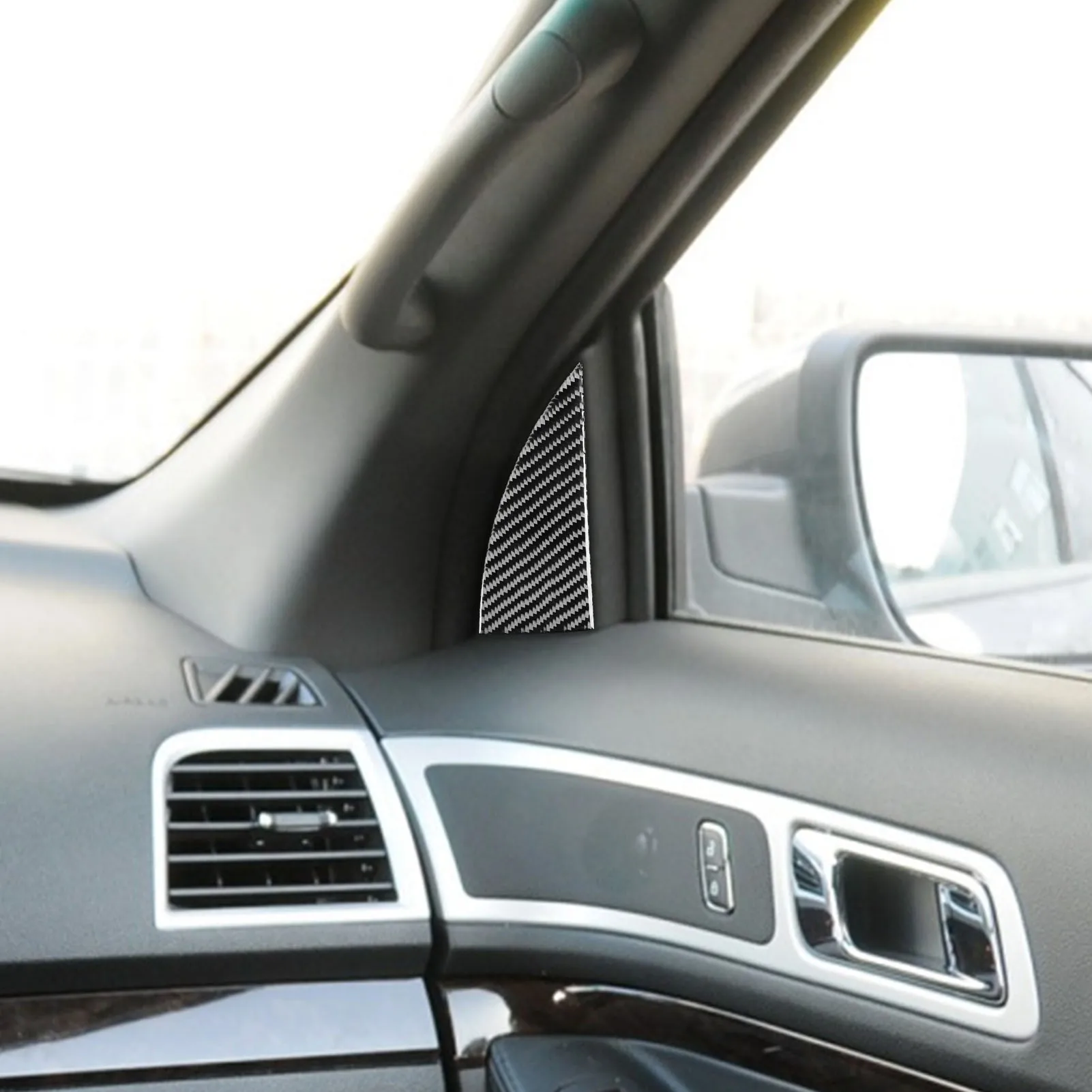 لفورد اكسبلورر 2011-2014 تعديل ألياف الكربون عجلة توجيه سيارة والعتاد لوحة الباب الداخلية مجموعة كاملة ملصقات الزخرفية #5