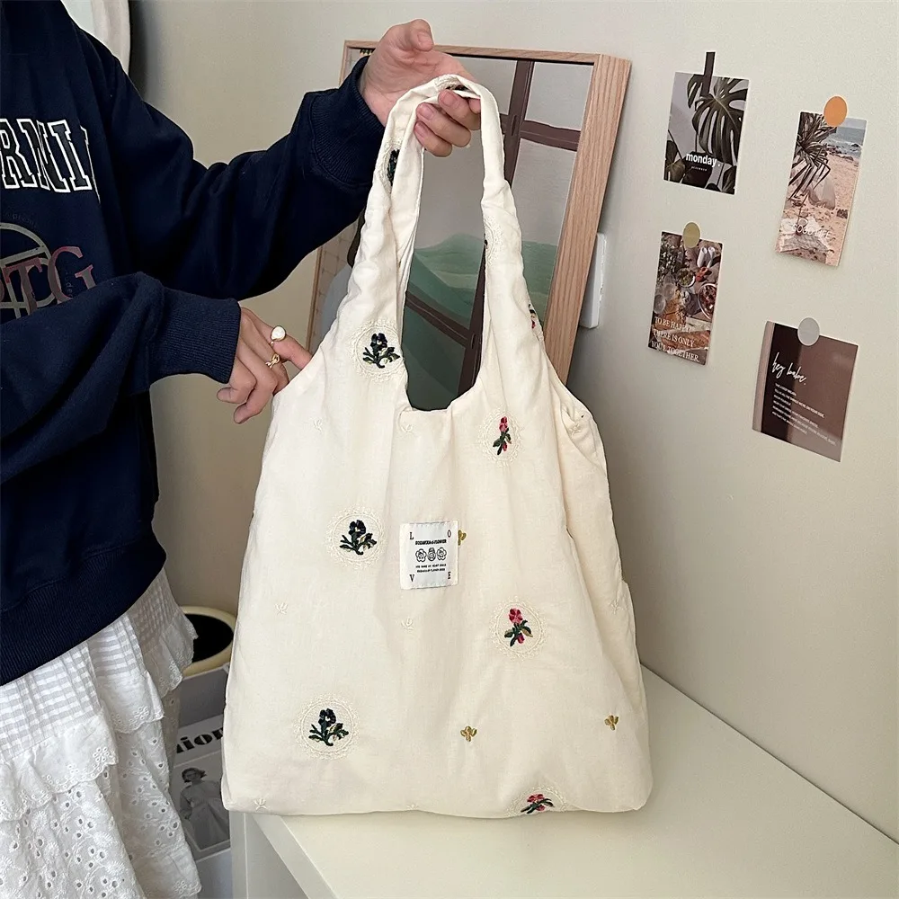 

Cute Canvas Women Shoulder Bag Solid Color Printed All-match Crossbody Bag Lazy Portable Ladies Handbag Travel Shopping