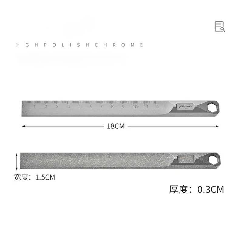 Imagem -05 - Titanium Alloy Straight Ruler Hex Wrench Edc Crowbar Chaveiro Ferramenta Auto-defesa Hard Ruler Cintura Hanging Pry Bar mm 18cm