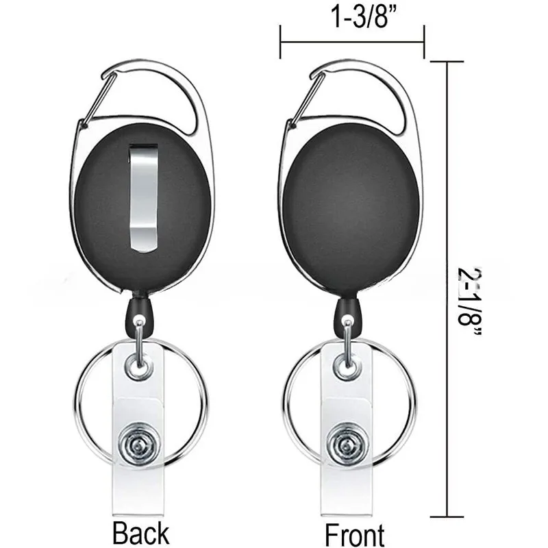 1pc Oval Retractable Badge Reel with Matel Belt Clip Easy Pull Badge Holder Reels for Work Pass Permit Card Holder Clips