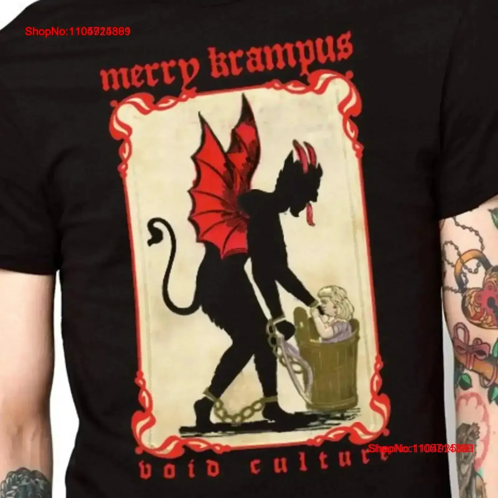 Merry Krampus Void Culture T Shirt S 3XL print goth tee top black demon devil gothic folklore vintage Washed Stretched Casual