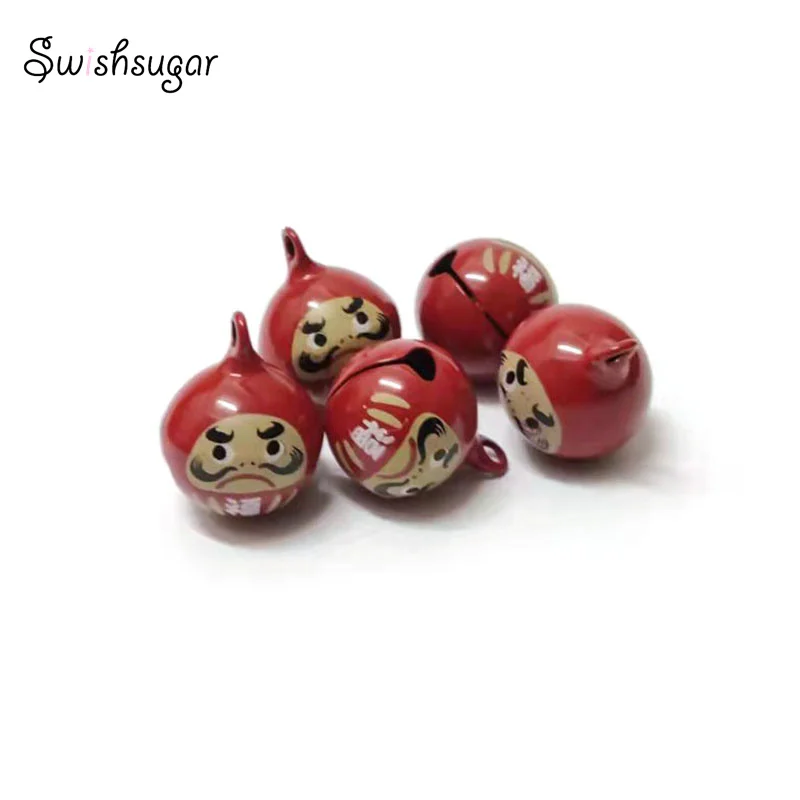 Round Daruma Lucky Bell Charm For Bracelet Necklace Keychain Pendant DIY Craft Accessories Gift Favors