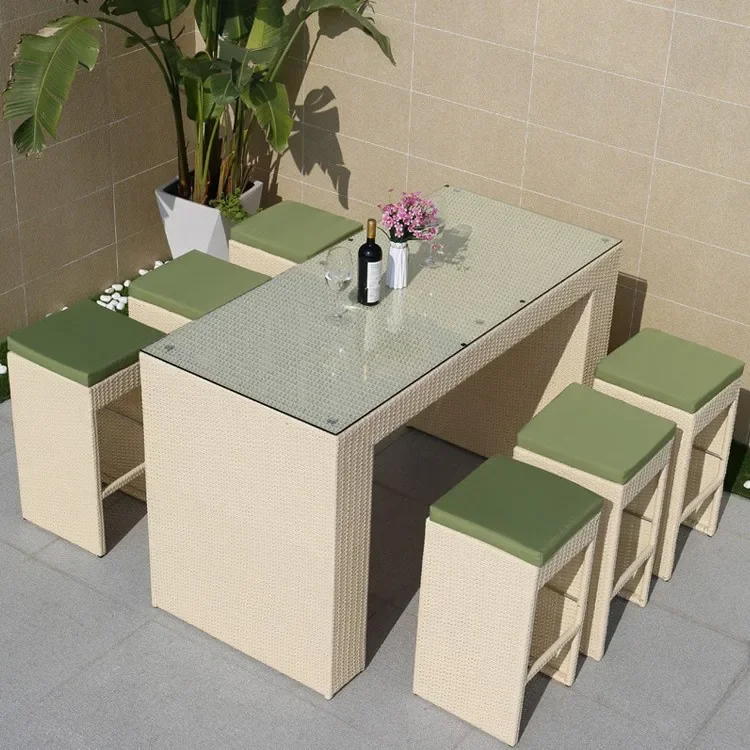 OEMOutdoor simple modern bar table tables and chairs open-air hotel dining table balcony rattan leisure tables and chairs sun-pr