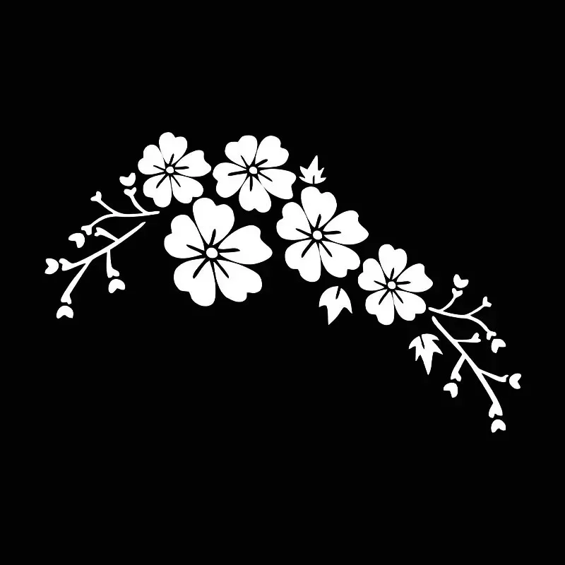 Adesivo de Vinil Flor de Cerejeira (Sakura) 20x12.6cm à Prova d'Água para Moto, Capacete e Decoração de Laptop - 1 Unidade