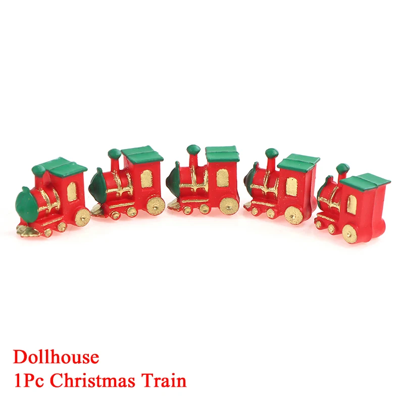 

1pcs 1:12 Dollhouse Miniature Christmas Train Mini Small Train Model Decor Accessories Toys