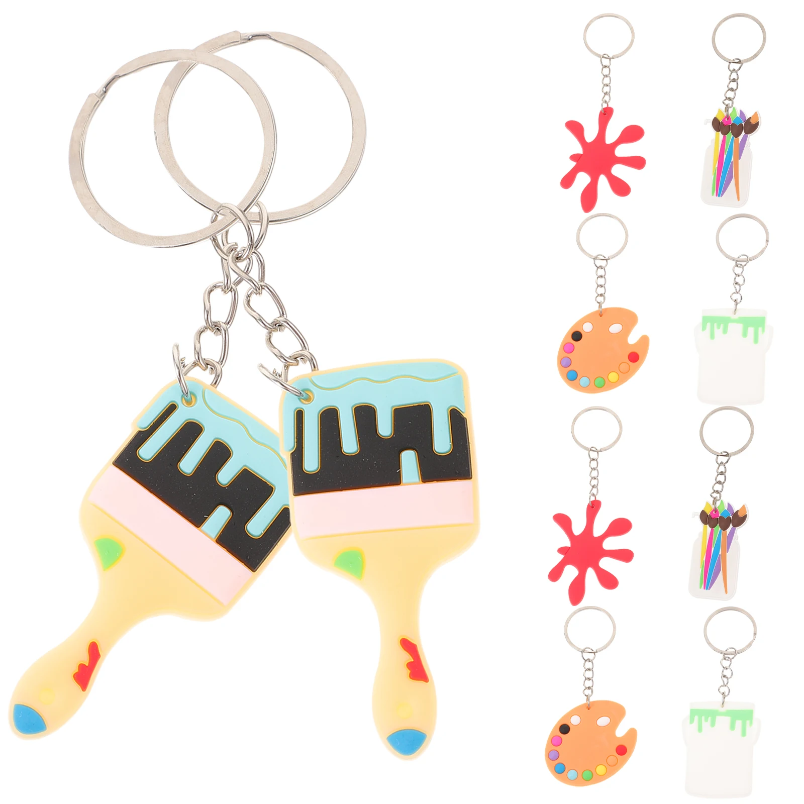 

10Pcs Artist Keychain Decoration Cartoon Palette Brush Pendant Silicone Hanging Ornaments Key Ring Charms Artistic Gift