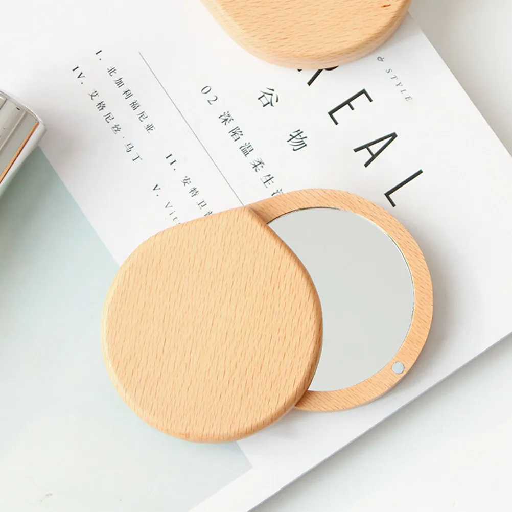 

1 шт. деревянное мини-зеркало для макияжа, портативное зеркало для женщин, легкий компактный дизайн, элегантный подарок для женщин