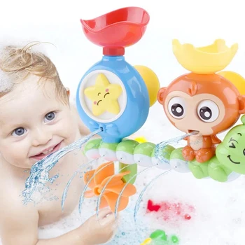 Musica filante piccola scimmia, ruota idraulica rotante, giocattolo da bagnetto per bambini, getto d'acqua per bambini, giocattolo per giochi d'acqua per bambini
