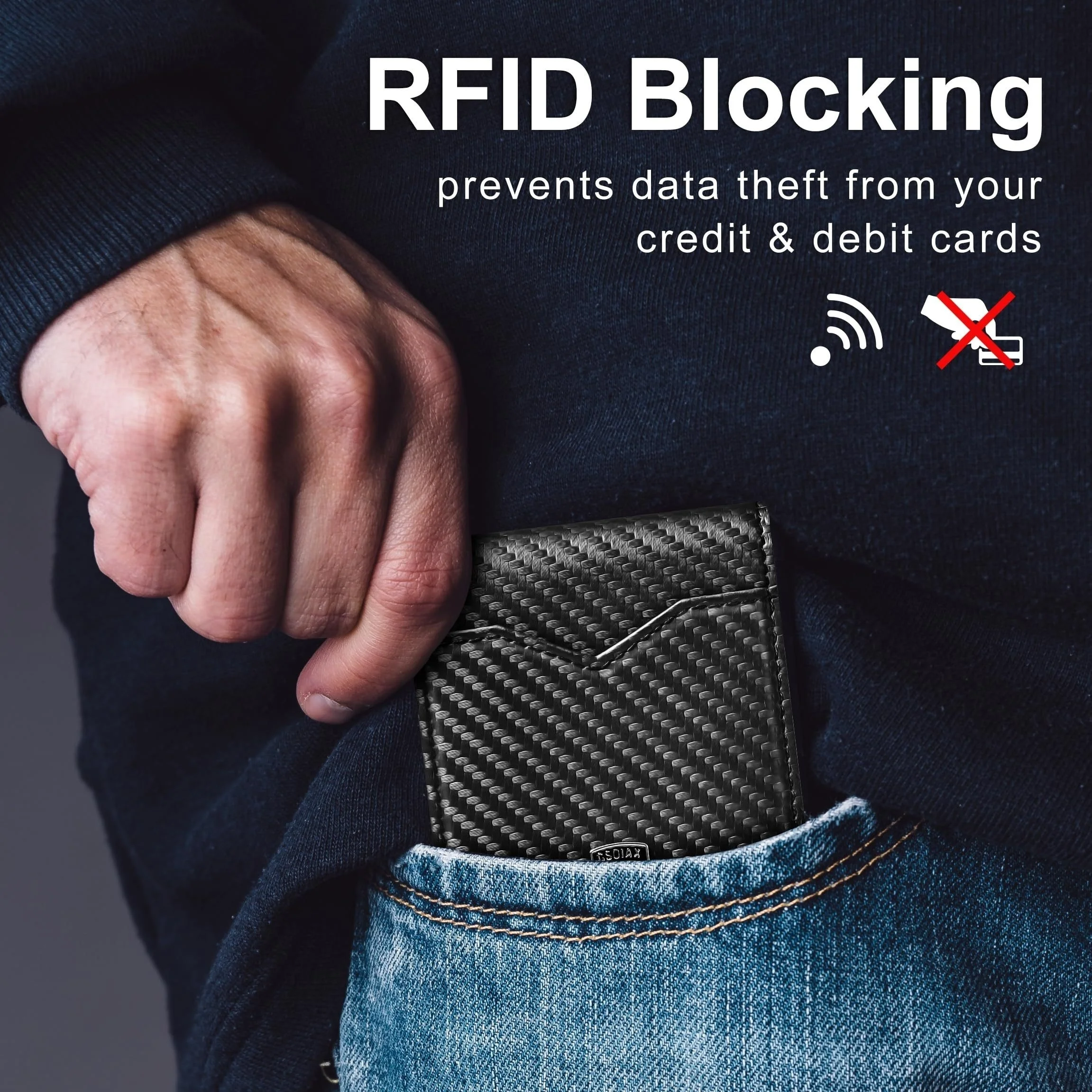 1pc RFID-Blocking Ultra-Thin Men's Wallet - Carbon Fiber Inspired, Minimalist Design - Perfect for Daily Use & Stylish Gift Box