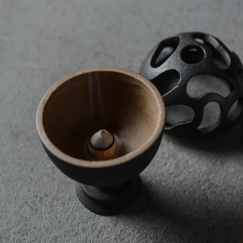 Jingdezhen Ceramic Teaware Accessories Imitation Song Starry Sky Darksteel Carved Incense Burner Fine Pottery Incense Holder Tea