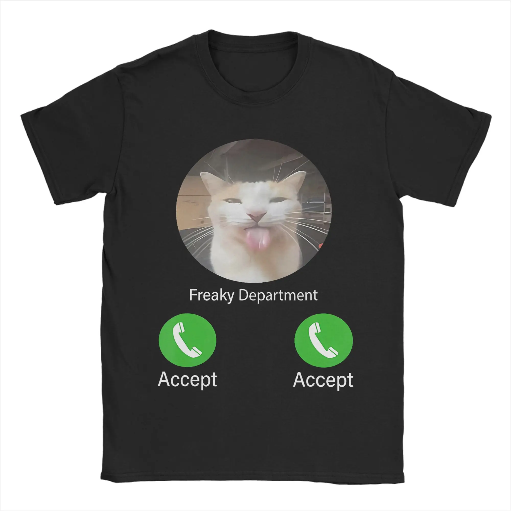 Funny Freaky Department Funny Cat Meme T-Shirts Men Crew Neck Cotton T Shirt  Short Sleeve Tees Summer Clothing