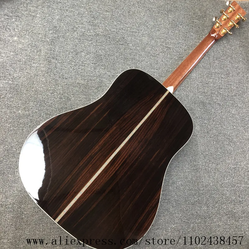 Solid Spruce Top Acoustic Guitar, Rosewood Fingerboard, Wood Sides and Back, Ebony Fingerboard, 41 