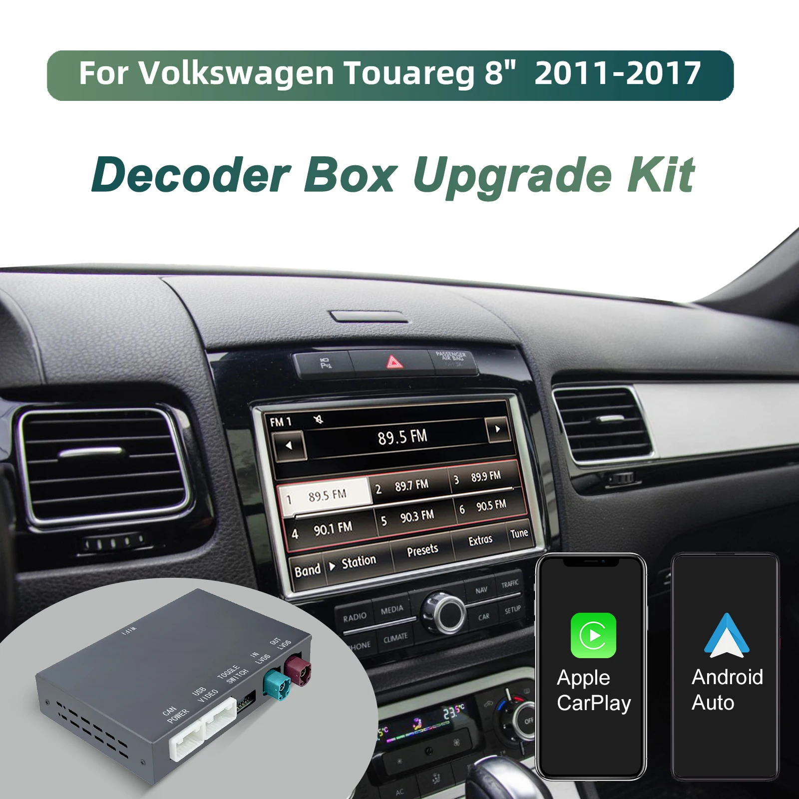 

‌Wireless CarPlay Android Auto Decoder Box Retrofit Kit for VW Touareg 8"Screen 2011-2017 OEM Upgrade with Factory Control