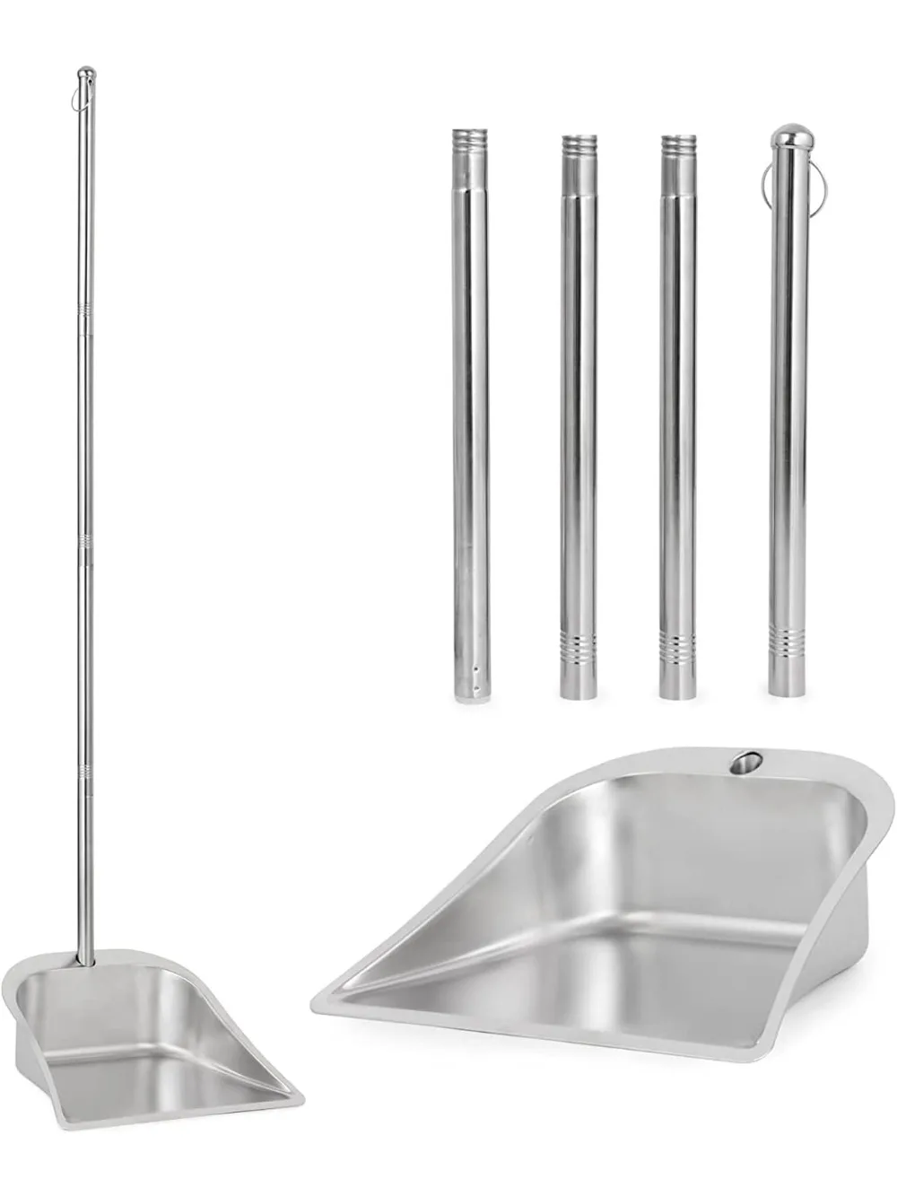 

Сверхмощный совок из нержавеющей стали 43 дюйма с длинной ручкой — вертикальный дизайн для использования в помещении и на открытом воздухе