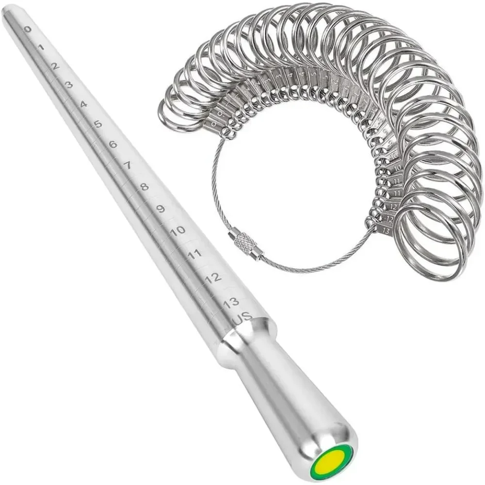 

Набор оправок и измерительных размеров кольца США, инструмент для измерения металлических ювелирных изделий для точного измерения размеров, прочный и профессиональный