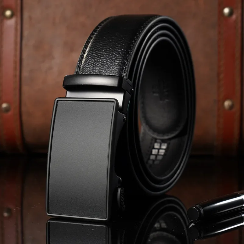 2026 New Men's Designer Alloy Automatic Buckle Belt For Men Cow Leather Mens Belts Luxury Ceinture Homme Black Belt Male B484