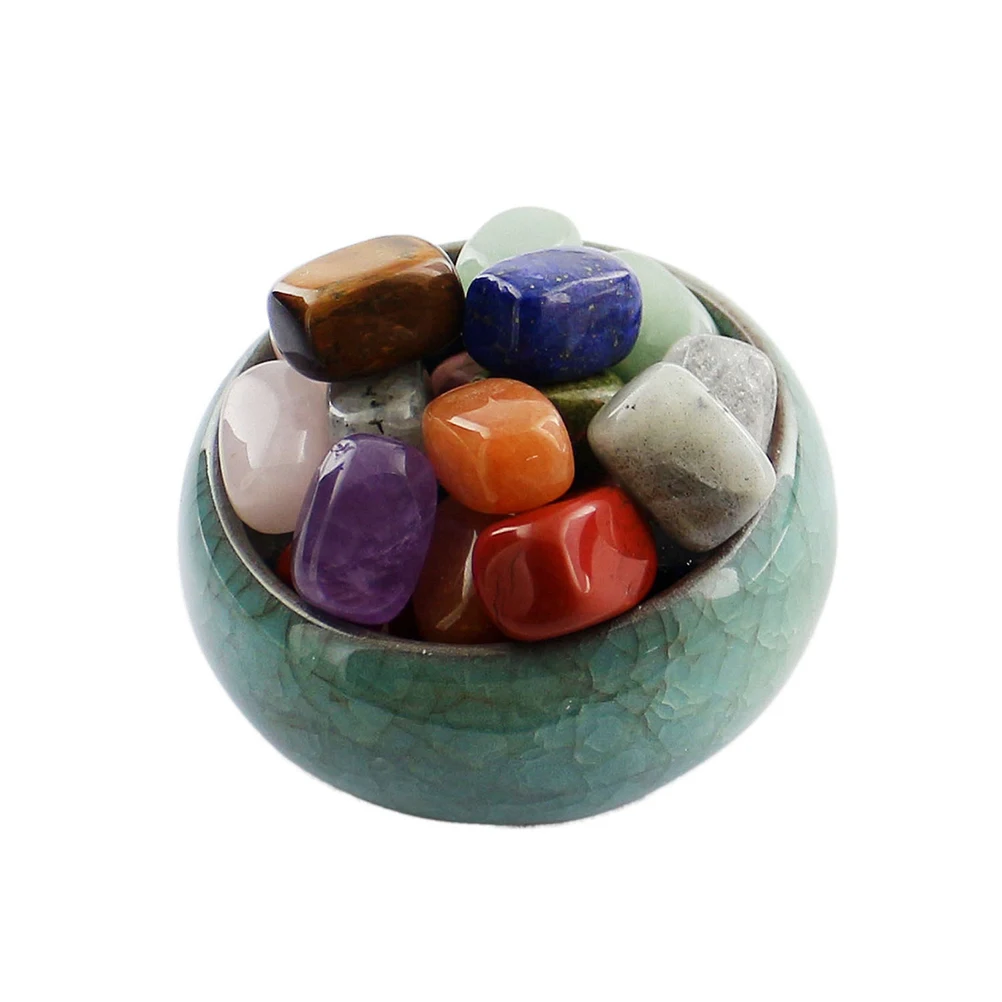 

7 Assorted Chakra Gemstone Palm Stones Set Green Aventurine Pink Rose Quartz Clear Quartz Brown Purple Amethyst Red