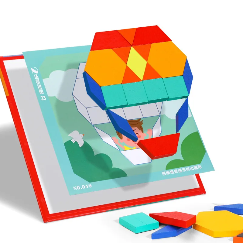 Giocattoli educativi Montessori fai da te Giochi creativi Puzzle in legno Tangram Puzzle geometrici da tavolo occupati per bambini Magneti Blocchi magnetici