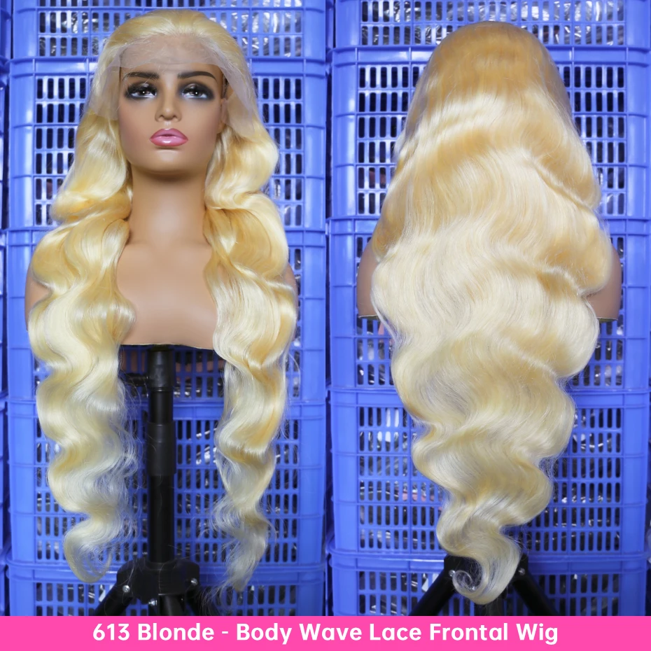 13x6 HD Lace Frontal Wig Human Hair Pre Plucked 200 250 Density Body Wave 613 Human Hair Wigs 40 Inch 360 Honey Blonde Lace Wig