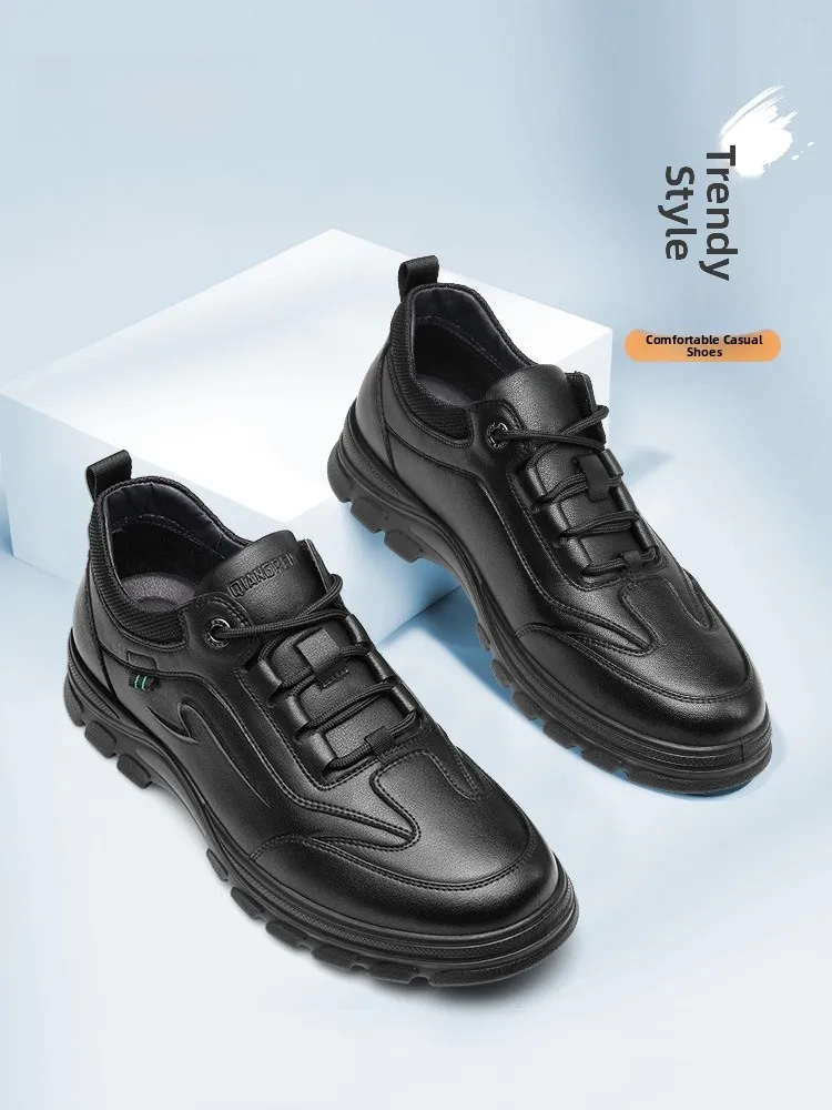 

Strong Man 355 Мужская Casual oes Leather Spor Дышащая мягкая Bot oes Busin Casual Leather oes Bla