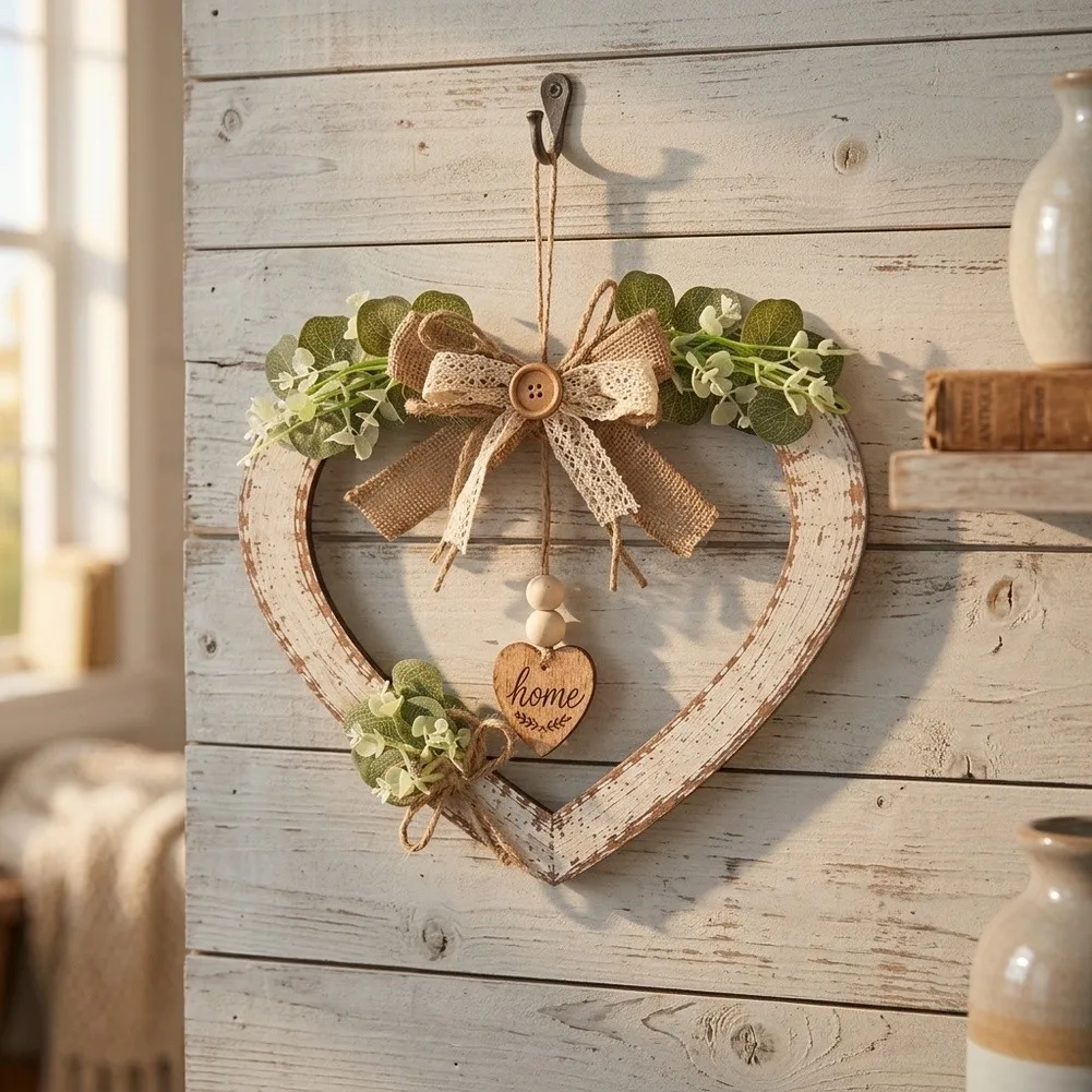 Rustic Heart Ornament For Home Decor Heart Wall Decor Year Round Decoration Garland Base Timeless Farmhouse Look