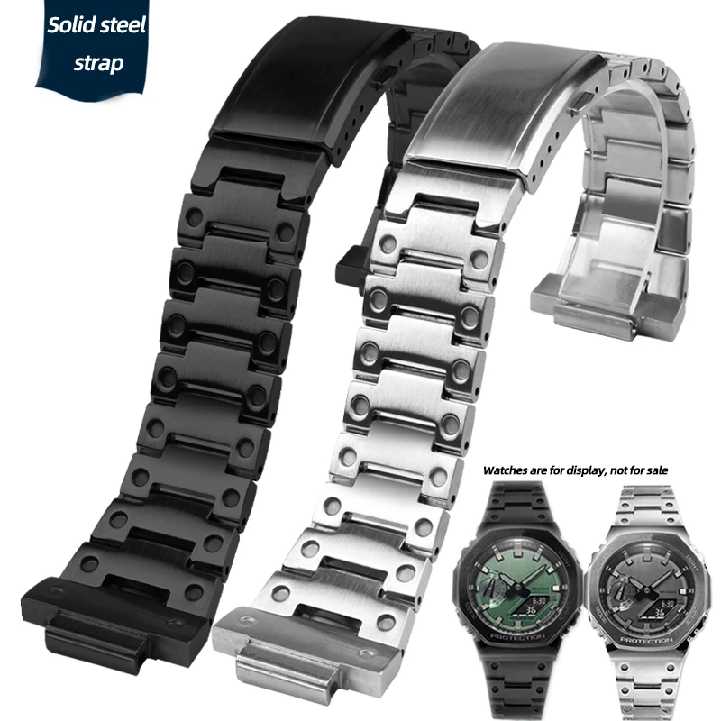 For Casio G-SHOCK GA2100 GM2100 Silver Black Gold watchband Solid Stainless Steel strap Men Collapsible buckle Metal watch strap