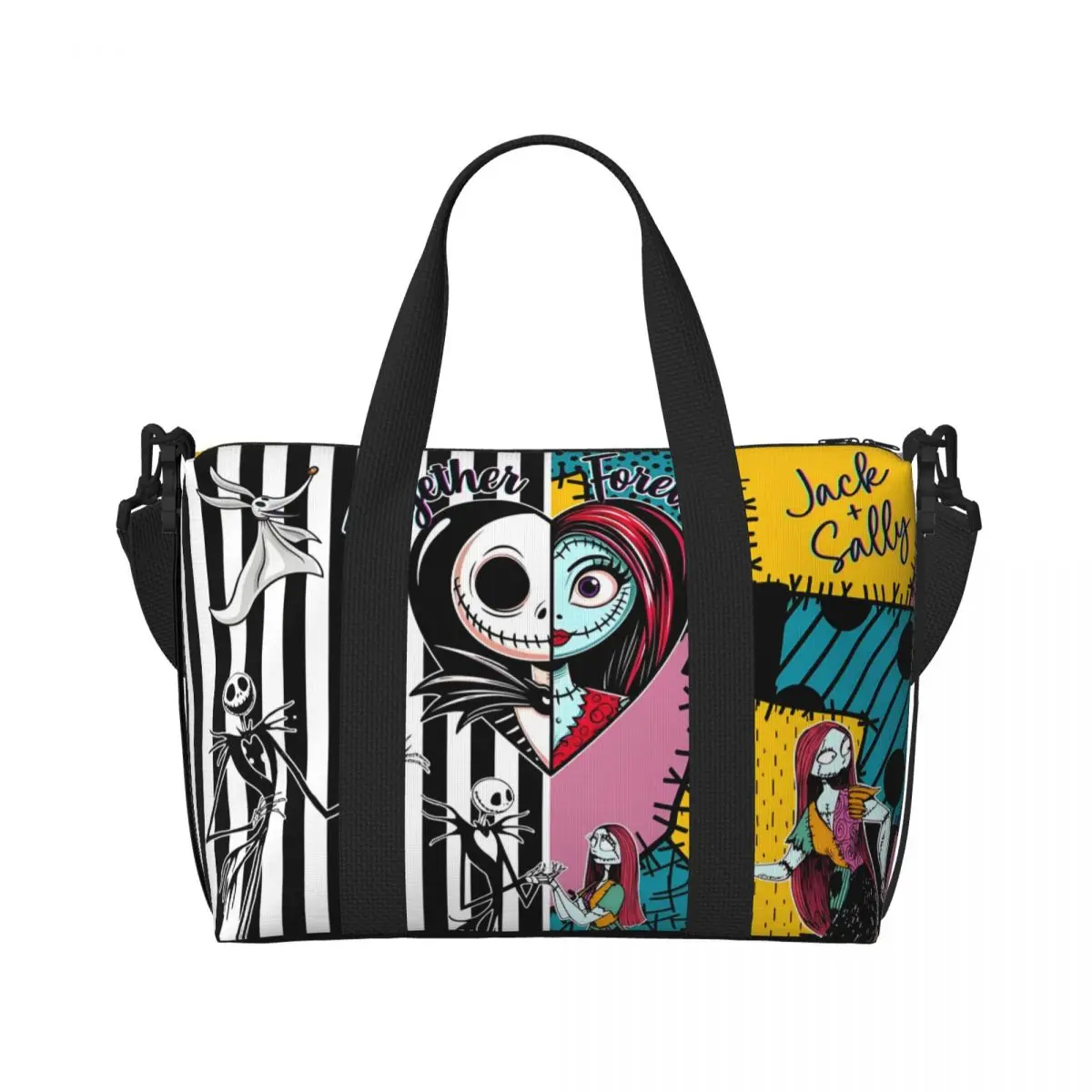 مخصص جاك Skellington حمل حقيبة للنساء سعة كبيرة المعيشة الهيكل العظمي شاطئ رياضة حقائب السفر #2