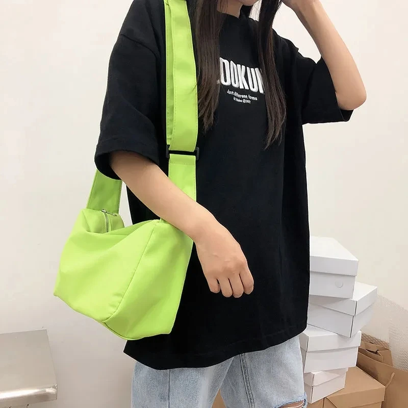 Women Bag Dark Style Nylon Casual Solid Zipper Soft Shoulder Bags Handbag Purse Japan Simple UNISEX High-capacity Bag