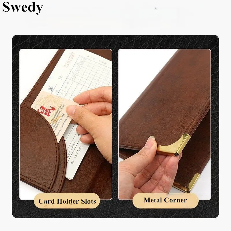 PU Leather Server Book Organizer Restaurant Guest Check Presenters Card Holder Menu Bill Receipt Holder Folder Sign Holder