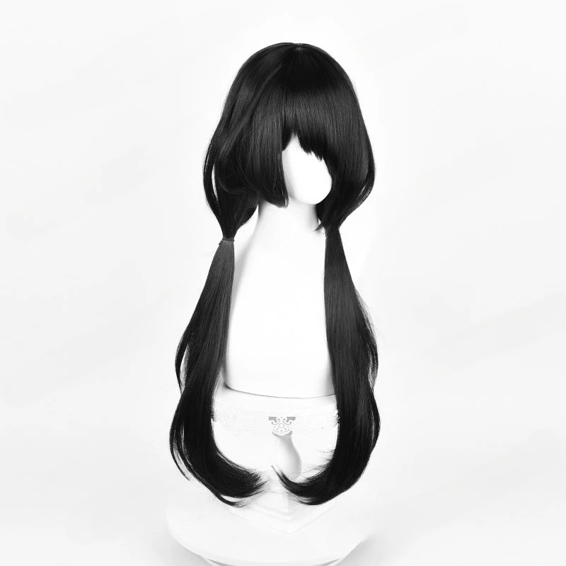 女性用合成コスプレウィッグ,長い黒髪,耐熱性,トーキサキ,クルミ,80cm