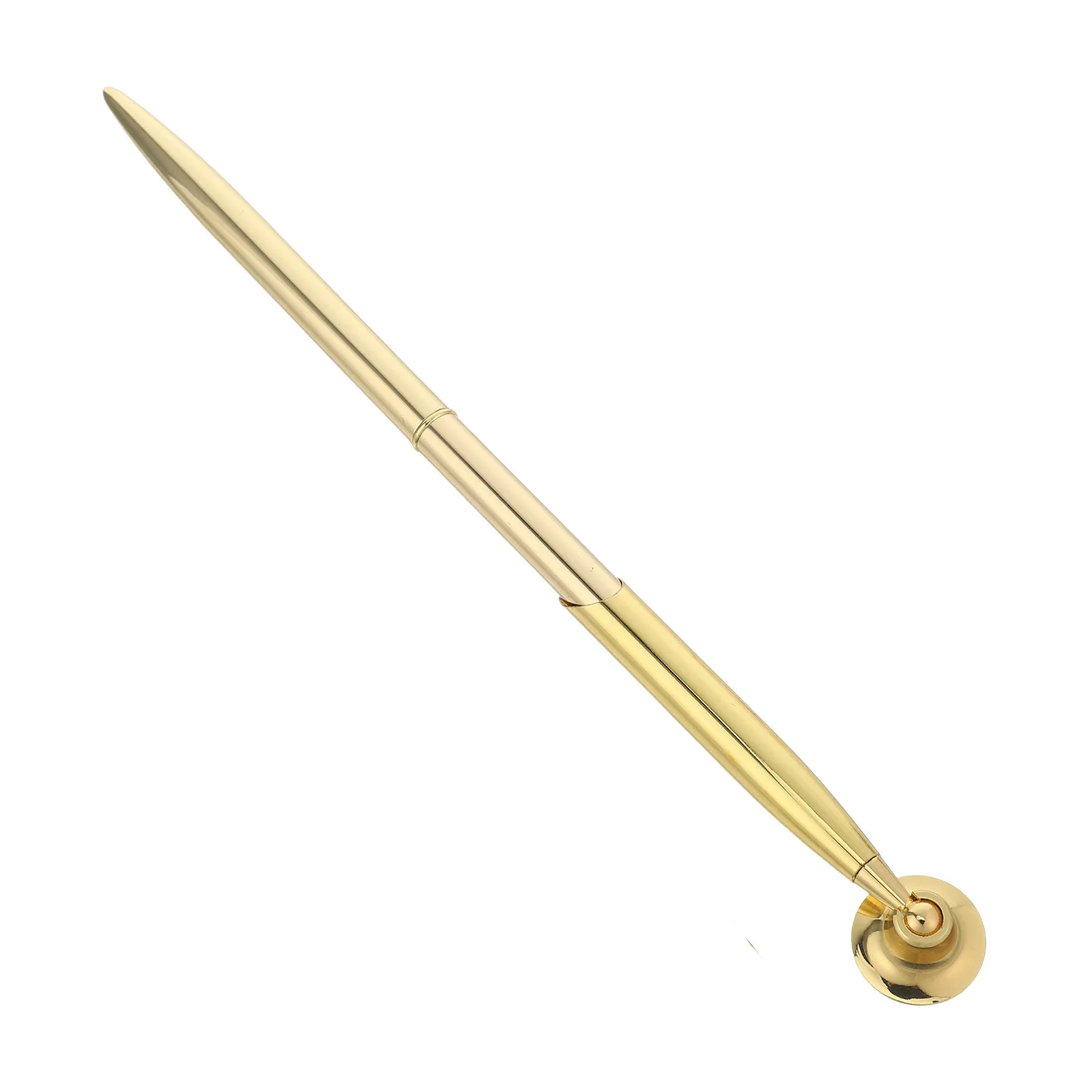 1 Set Metal Guest Pen with Stand 0.7mm Rotatable Gold Desk Ballpoint Pen for Wedding Reception Counter Signature Office