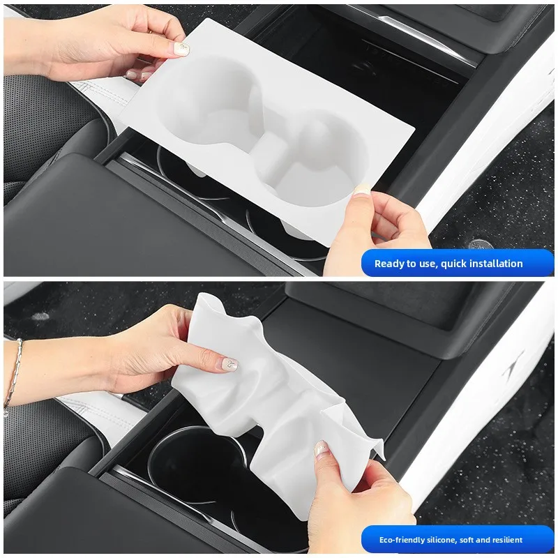 Silicone Cup Holder Mat For Model 3 Highland Model Y 2024-2026 Anti-slip Water Cup Pad Interior Modification Accessories - view 2