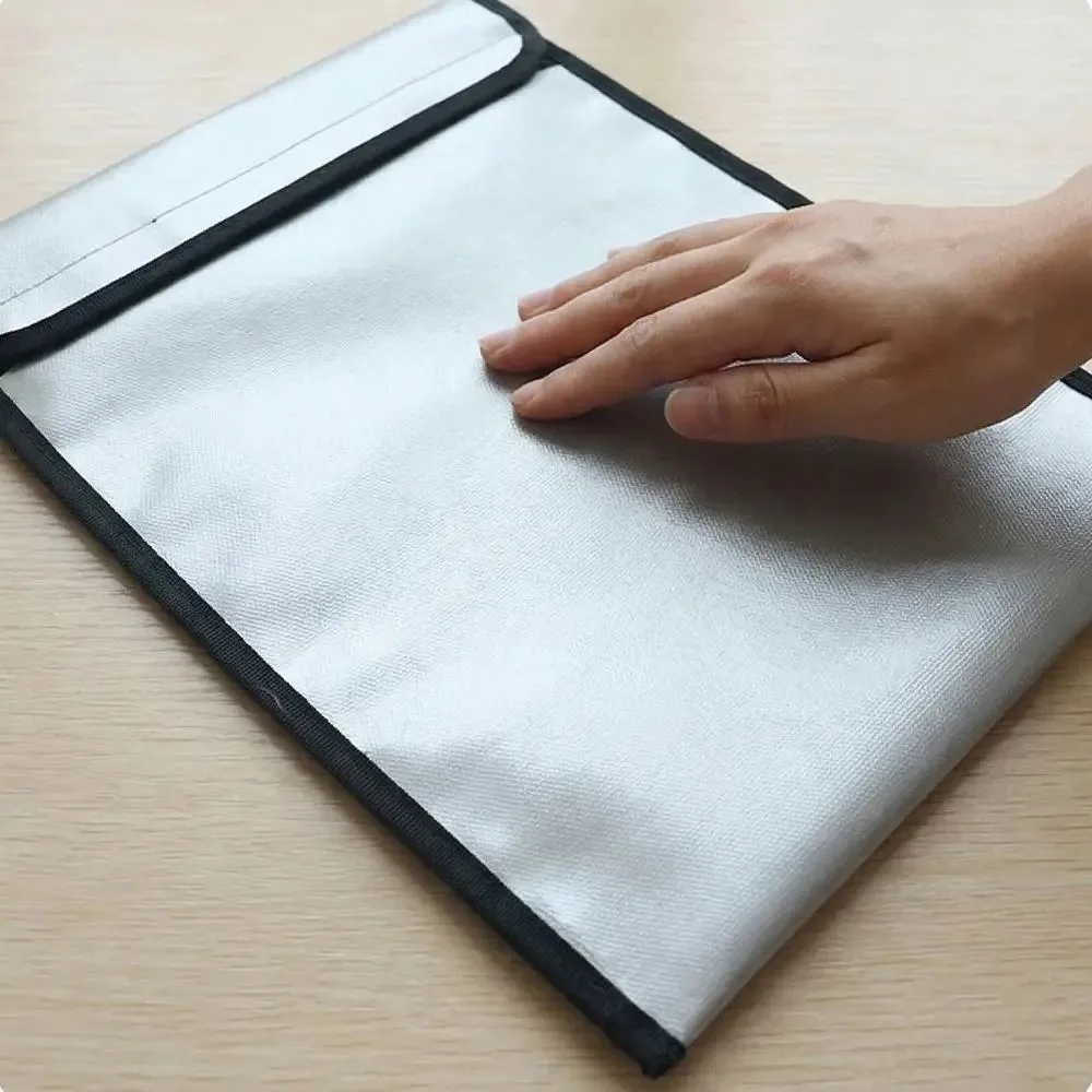

Large Capacity Waterproof Document Bag Anti-Hacking Sticky Strip Faraday Bag Fireproof Cash Safe Storage Pouch