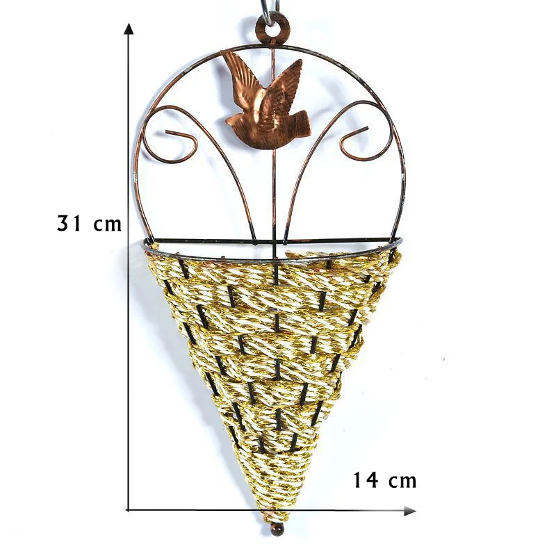 2PCS Wall-mounted Hedge Hanging Basket Flower Pot Handmade Vine Basket Garden Decoration Indoor and Outdoor Watering