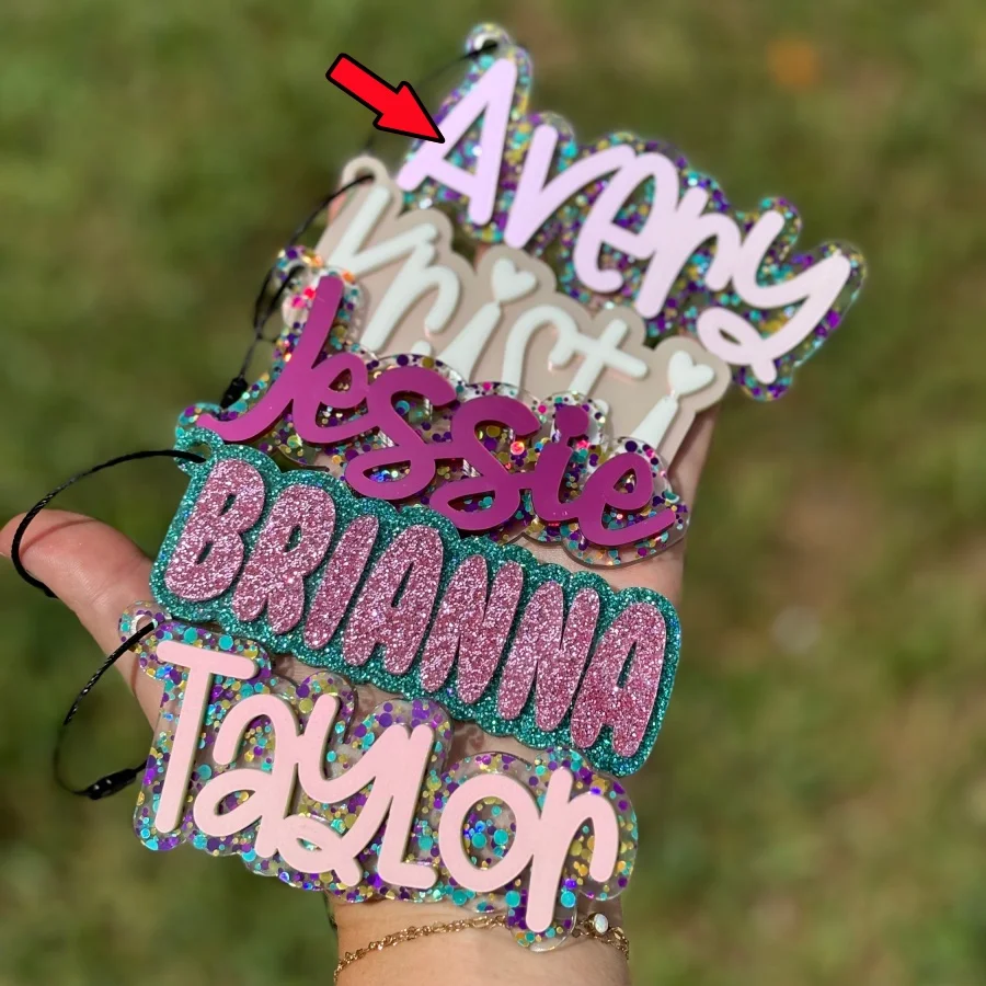 Personalized Custom Name Glitter Acrylic Keychain