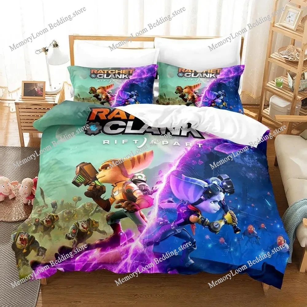 

3d Print Game Ratchet & Clank Rift Apart Bedding Set Single Twin Full Queen King Size Bed Set Adult Kid Bedroom Duvet Cover Set