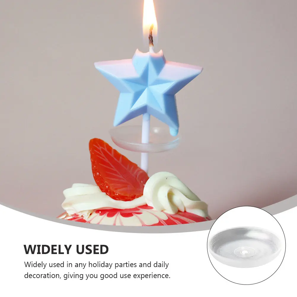 50Pcs Transparent Plastic Cake Trays with Hole Wax Drip-Proof Holder for Birthday Dessert Mousse Festival Cakes Cake