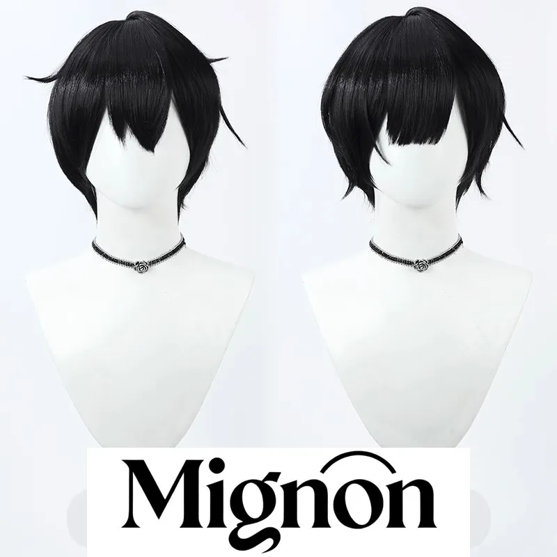 

NIJISANJI Kuzuha Cosplay Wig, Black Hair Human DK Version, Realistic Scalp & Slight Curls