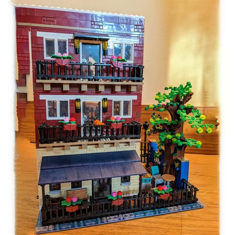 ตัวต่อโมเดลร้านกาแฟริมน้ำ MOC 2517 ชิ้น ของเล่นตัวต่อประกอบเอง ของขวัญคริสต์มาส ของเล่นเด็ก ของขวัญวันเกิด