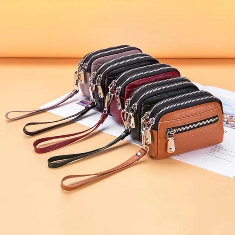 Luxury Wristlet Women Small Wallet and Purse Girls Short PU Leather Credit Card Holders Wallets Ladies Coin Purses Double Zipper