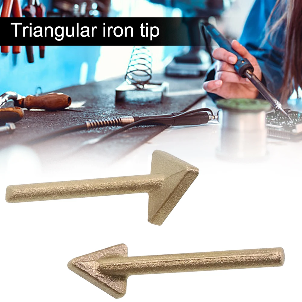 2pcs Plastic Welder Soldering Iron Tips Copper Plastic Repair Triangular Smoothing Head Welding Tips