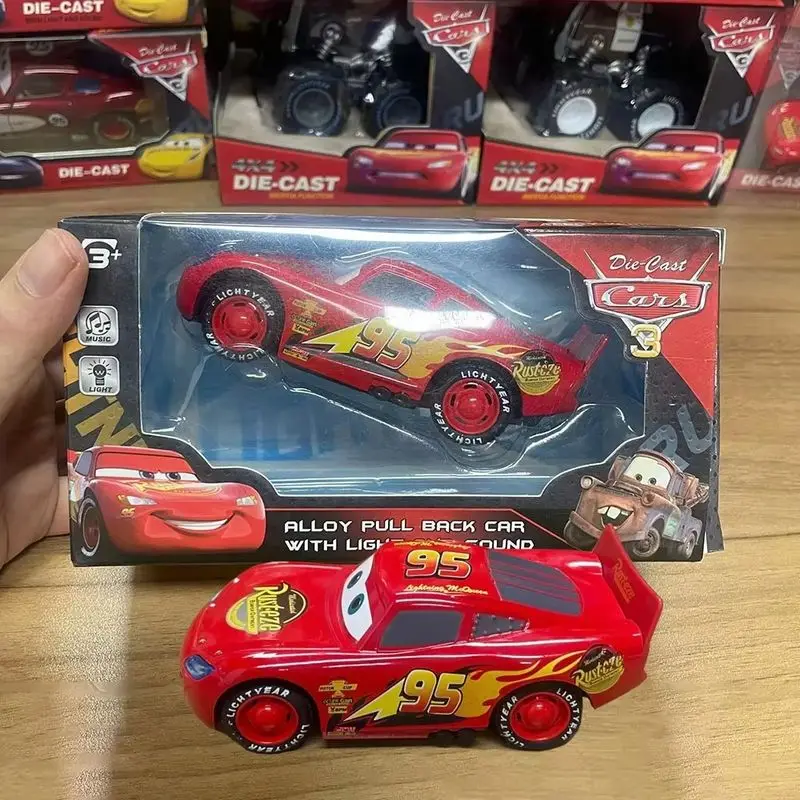 

Disney Pixar Cars 3 Lightning McQueen Truck with Ramirez Storm Jackson Cruz Alloy Car Model Sound And Light Feature Toy for Kids