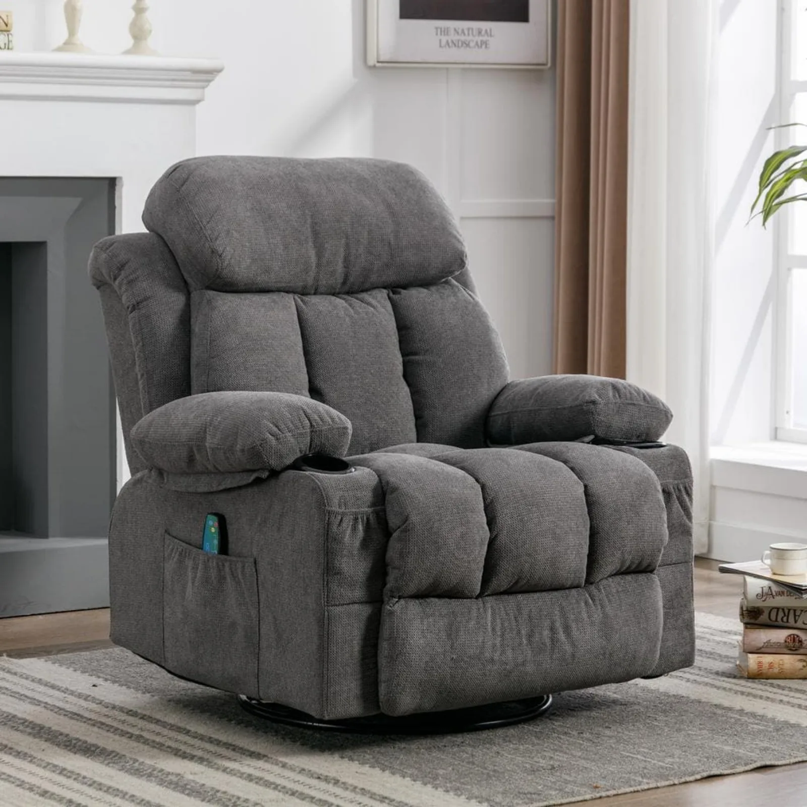 US Fabric Swivel Recliner with Swivel