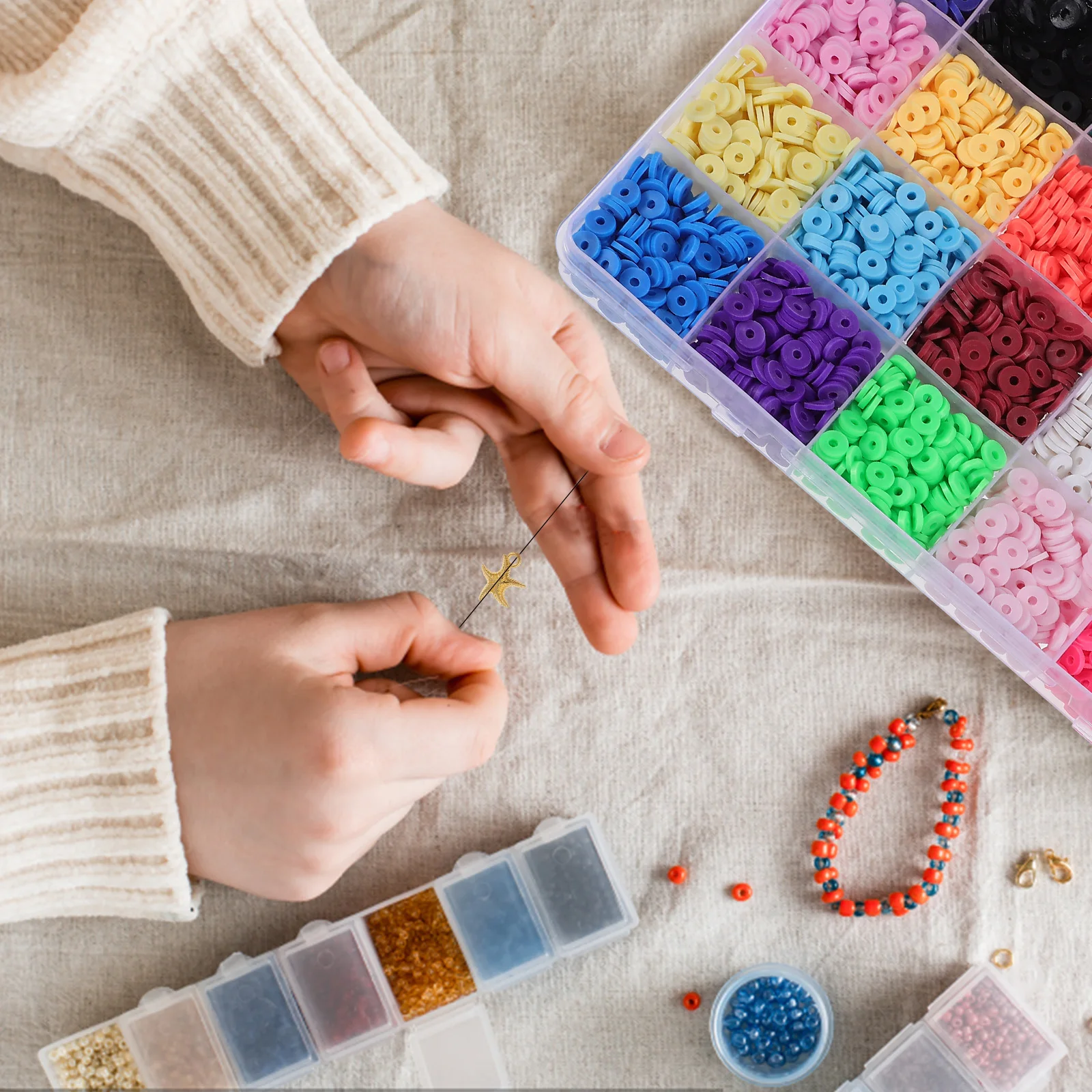 1 مجموعة 1 مجموعة الطين الخرز سوار صنع عدة مجوهرات Diy بها بنفسك اكسسوارات بوليمر كلاي حبة مجموعة ل أساور الخرز الحرفية أطقم #6