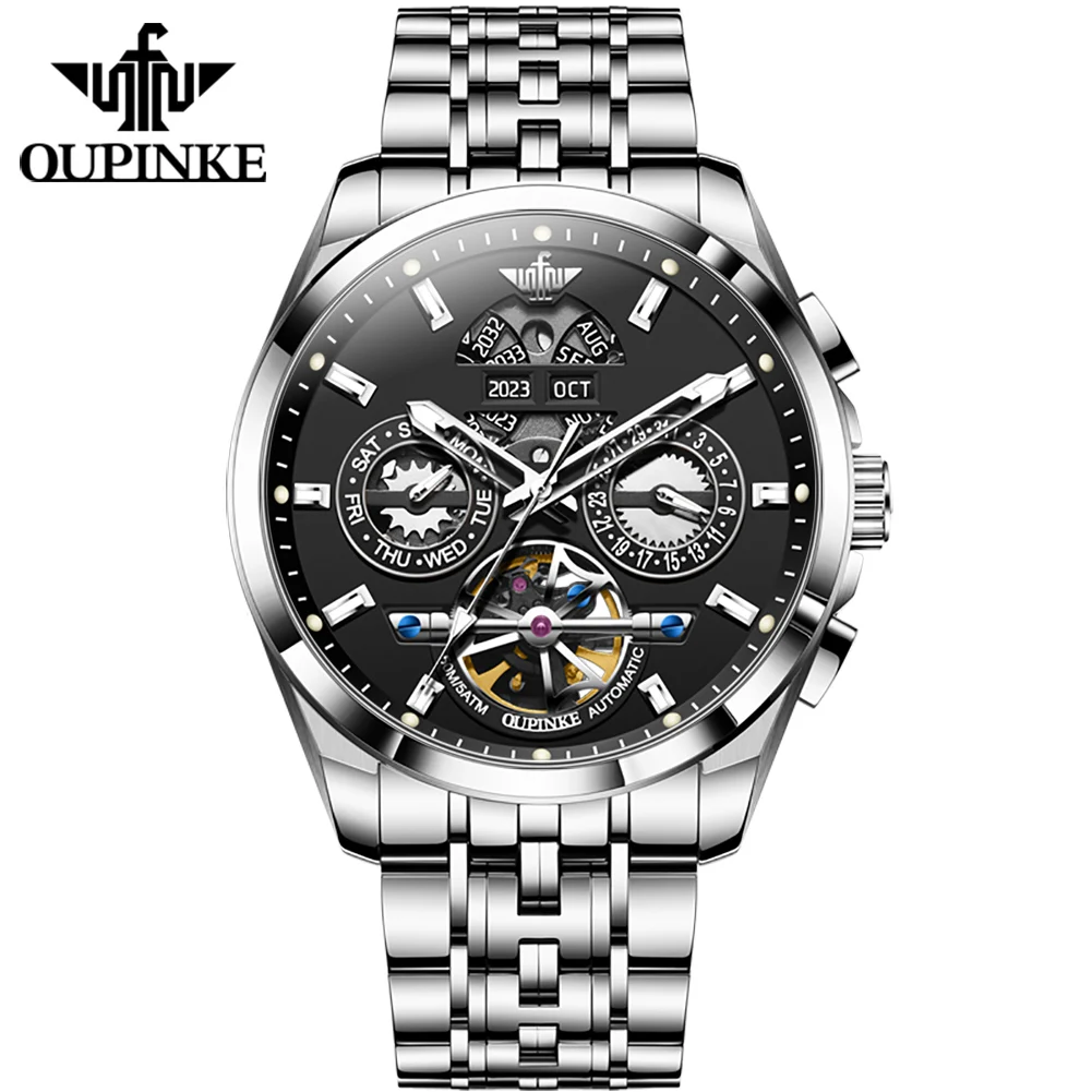 OUPINKE 3251 Men Watch Mechanical Watch Watch 50M Waterproof Luminous For Men Date Sport Watch Dual Calendar Design