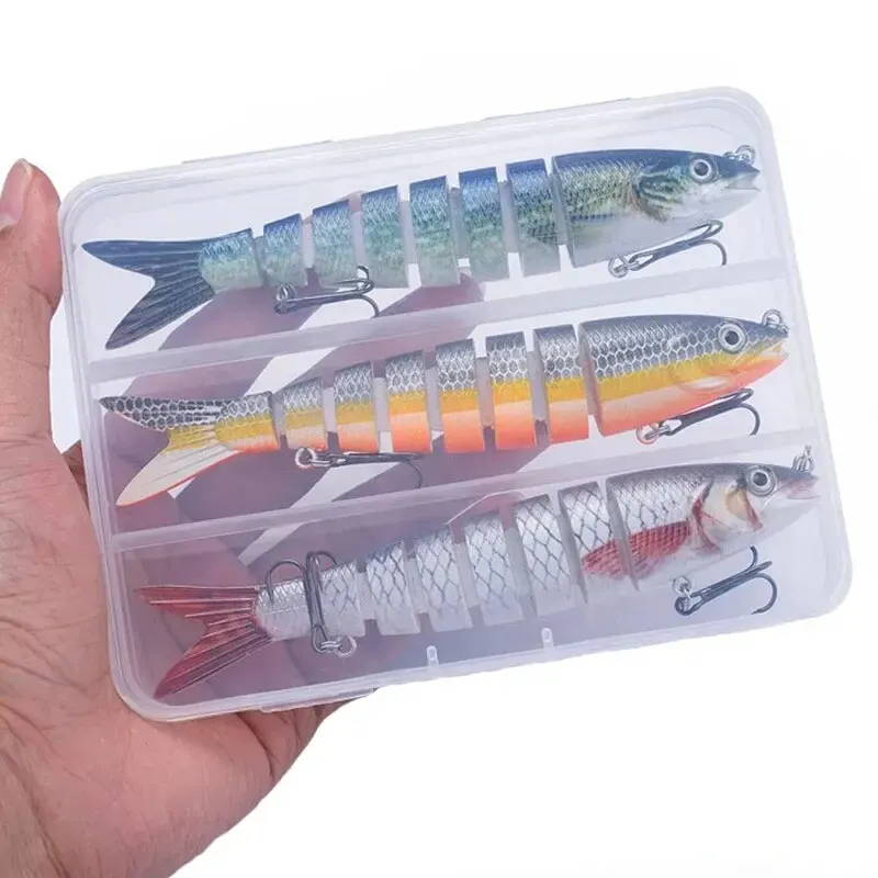 8 Segment Swimbait Fishing Lure 3pcs Set 135mm 19g Multi Jointed Slow Sinking Bionic 3D Eyes Fishing Bait Tool Fishing Tackles