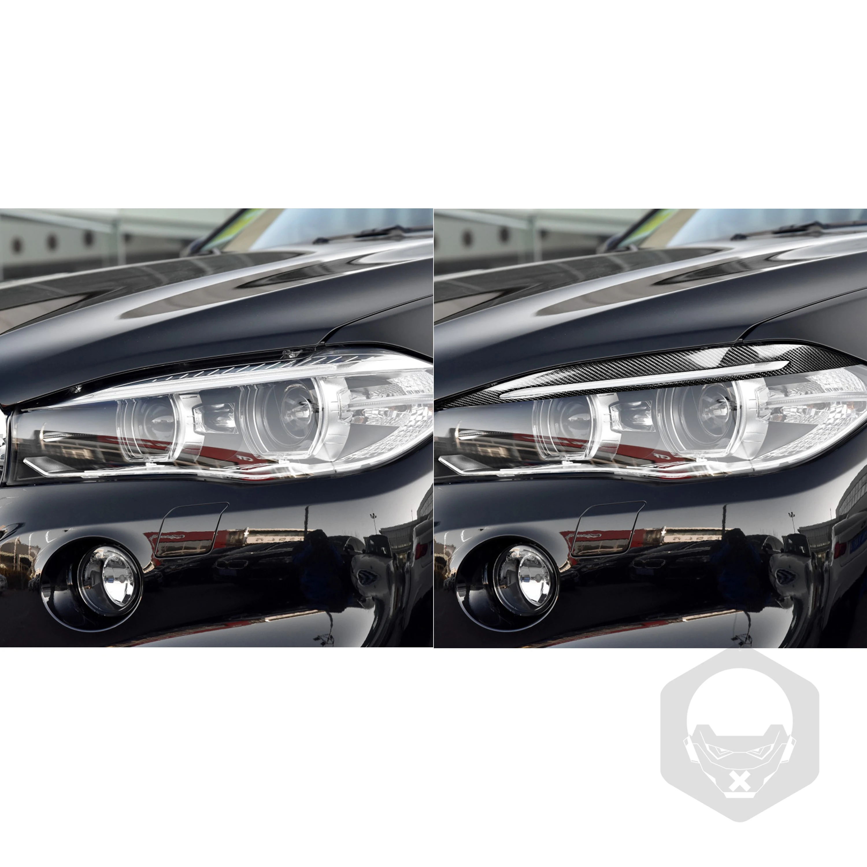 For BMW X5 X6 F15 F16 2014-2018 Carbon Fiber  Front Headlight Eyebrow Eyelid Eyelash Car Exterior Accessories Decorative Sticker