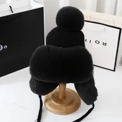 Outdoor Hat Warm Thickened Women Fleecy Ear Protection Woolen Cap Cute women's Winter Winter Knit Mongolian Hat