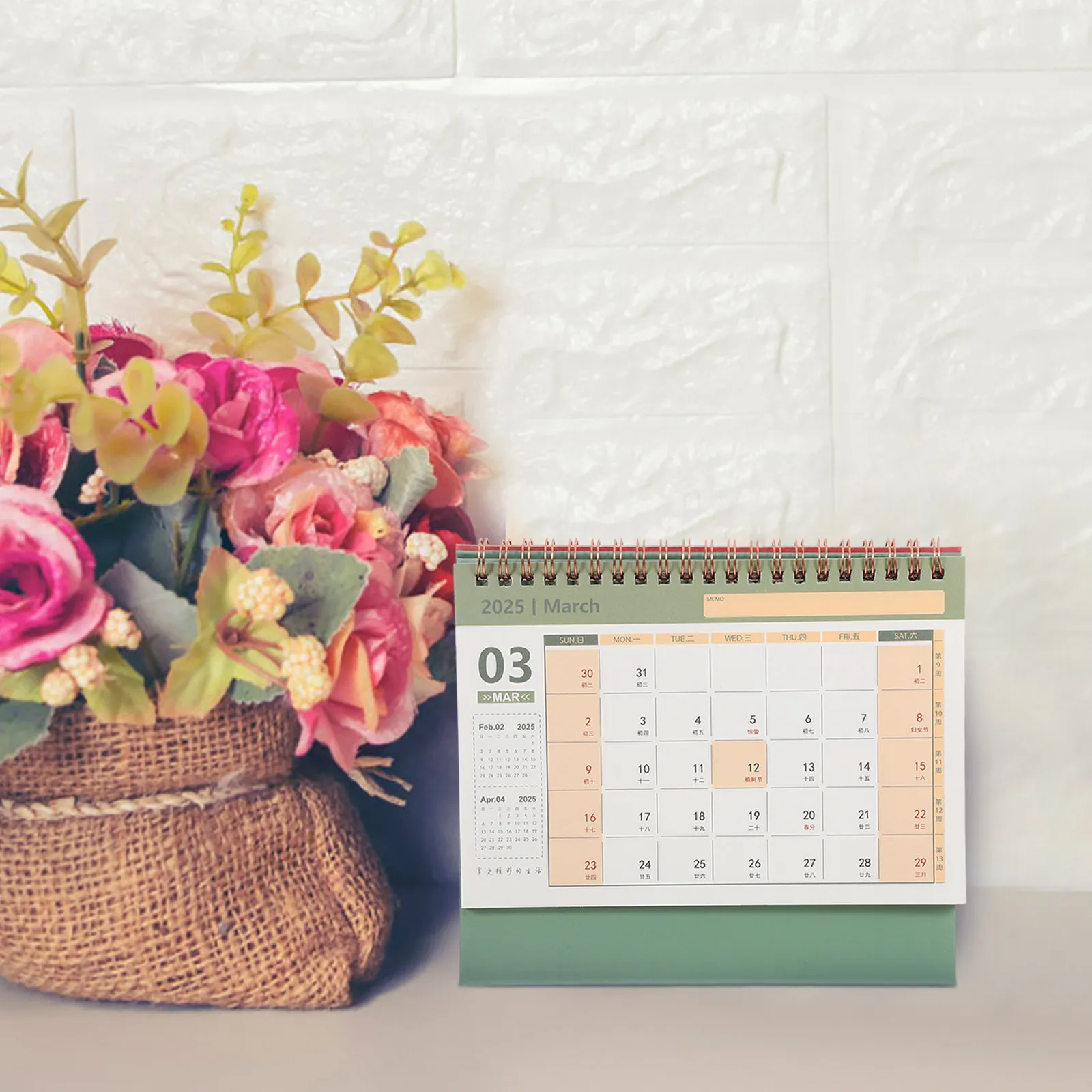 

Foil Desk Calendar Spiral Bound Thick Paper Modern Minimalist Office Academic Household Standing Table Calendar