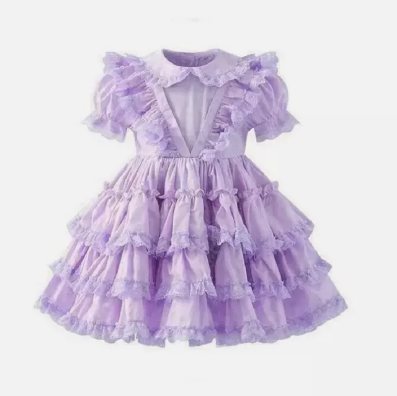 

Hot selling 2024 baby girl mini dress cosplay maid dress customization
